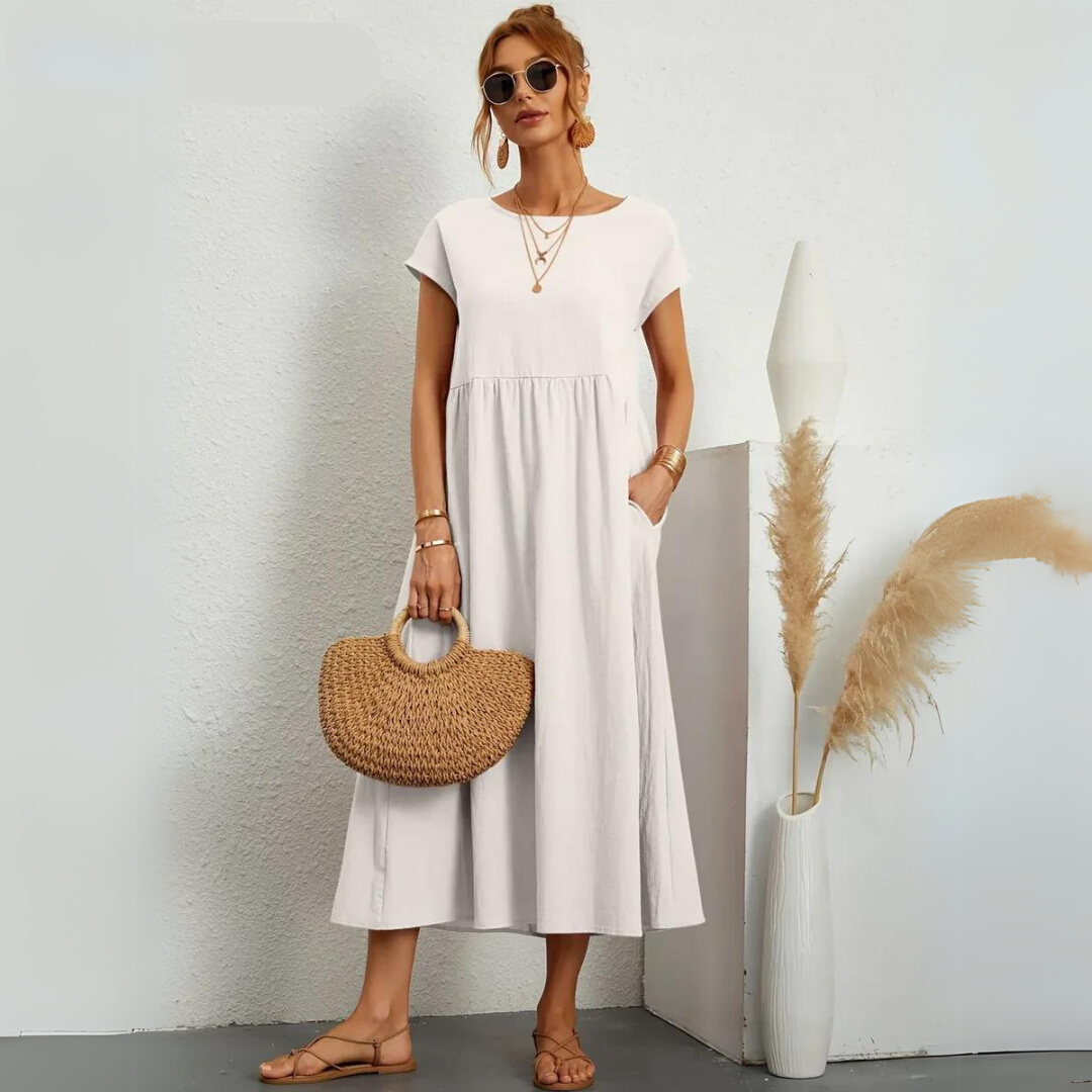 Glenda | Pure Cotton Casual Midi Dress