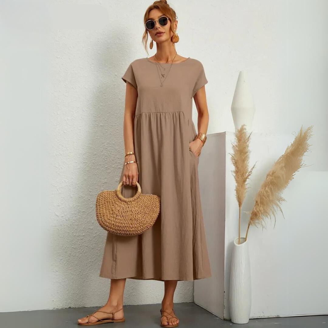 Glenda | Pure Cotton Casual Midi Dress