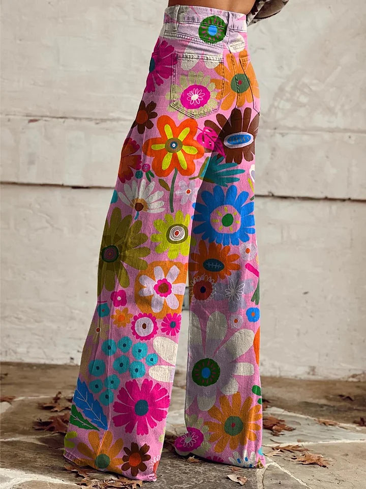 Florence | Vibrant Floral Wide Jeans