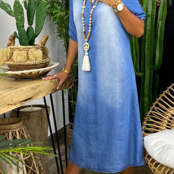 Lisa | Summer V-Neck Denim Dress