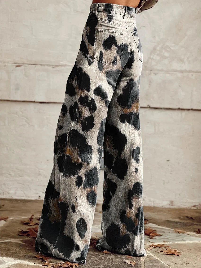 Marina | Chic Animal Print Wide-Leg Jeans