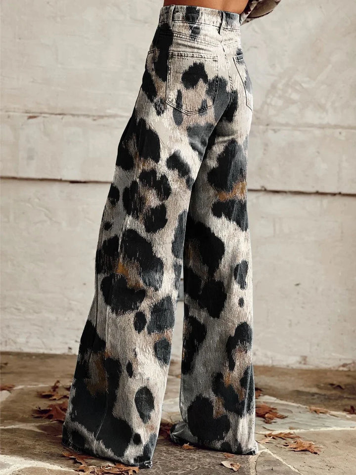 Marina | Chic Animal Print Wide-Leg Jeans