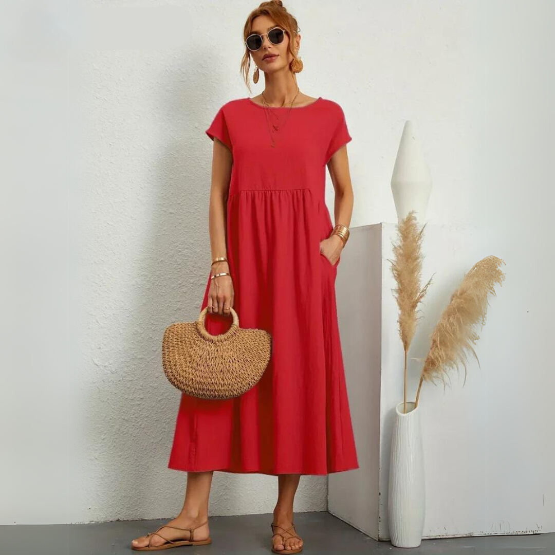 Glenda | Pure Cotton Casual Midi Dress