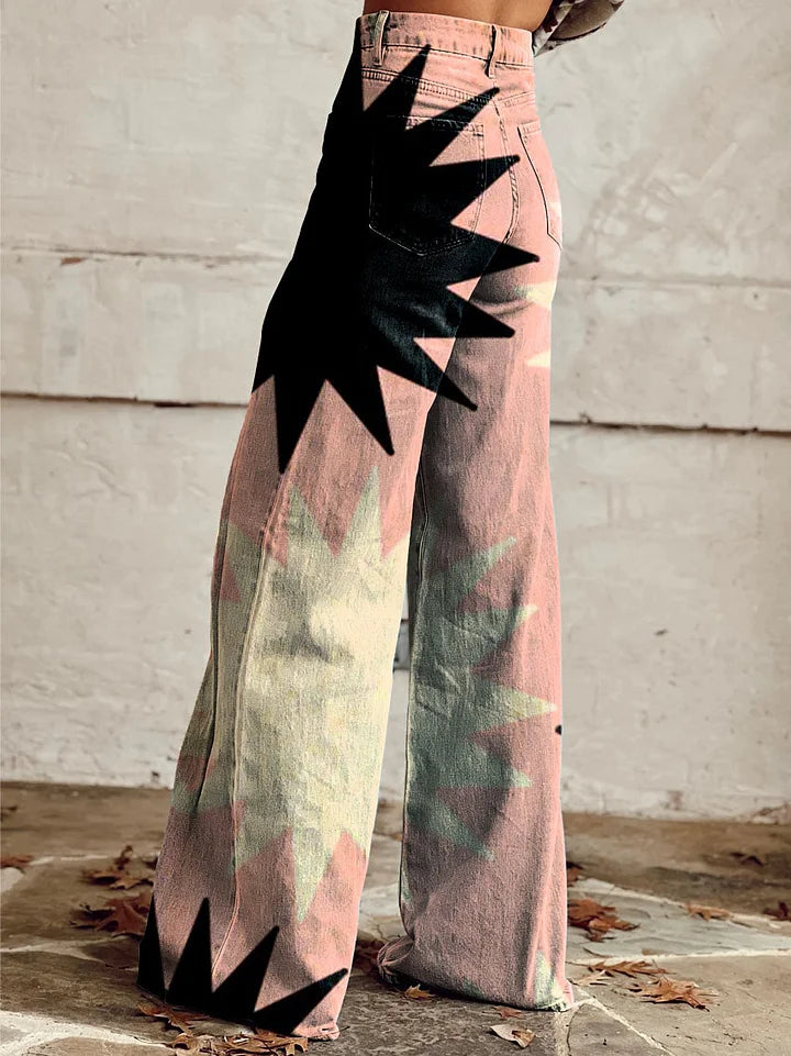 Ronda | Vibrant Geometric Print Wide Jeans