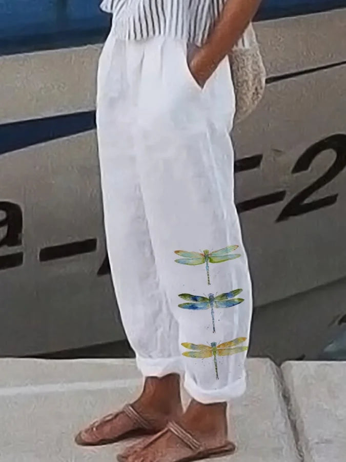 Stacie | Women's Dragonfly Print Trousers