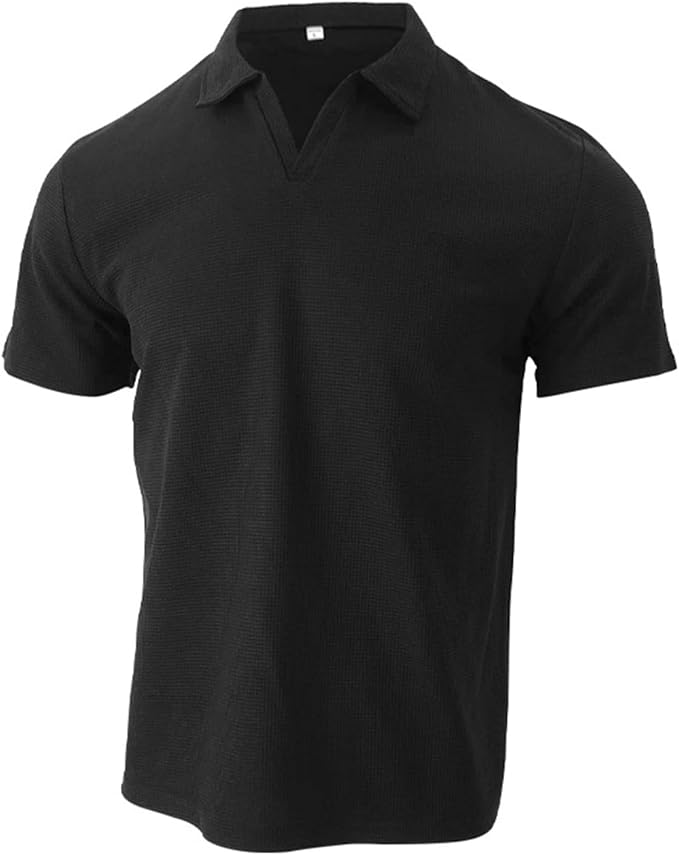 Men's Waffle Knit V-Neck Slim Fit Shirt