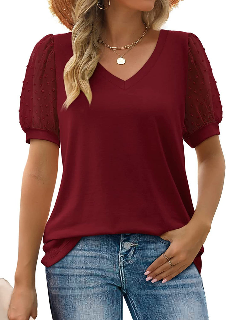 Mia | Textured Sleeve V-Neck Top