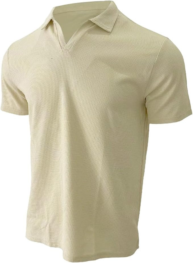 Men's Waffle Knit V-Neck Slim Fit Shirt