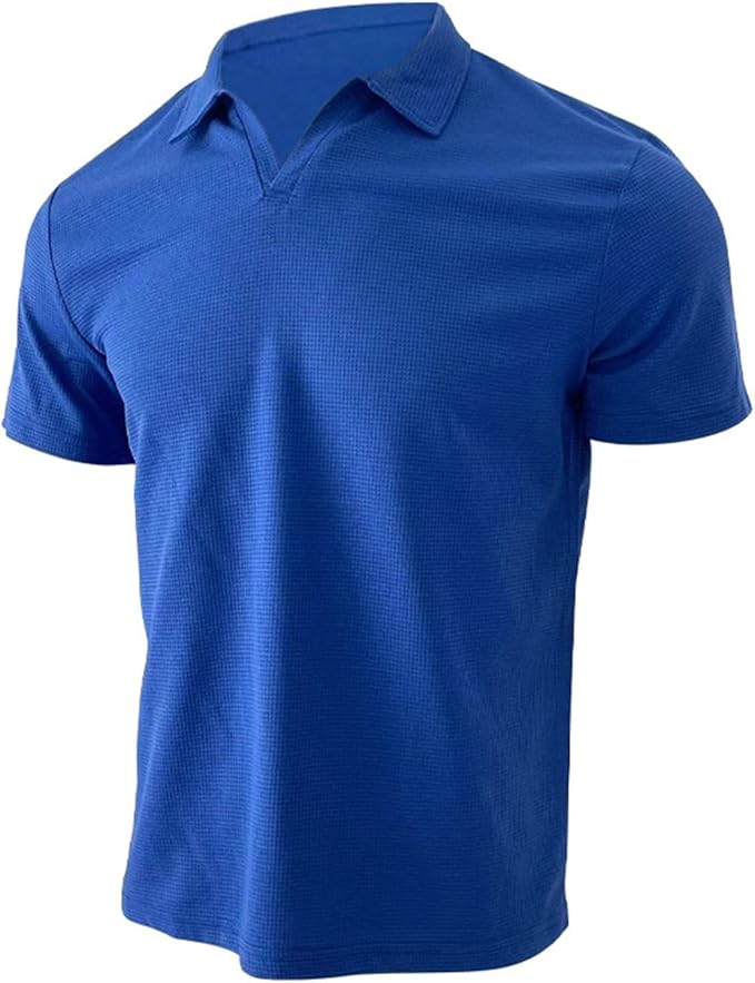 Men's Waffle Knit V-Neck Slim Fit Shirt