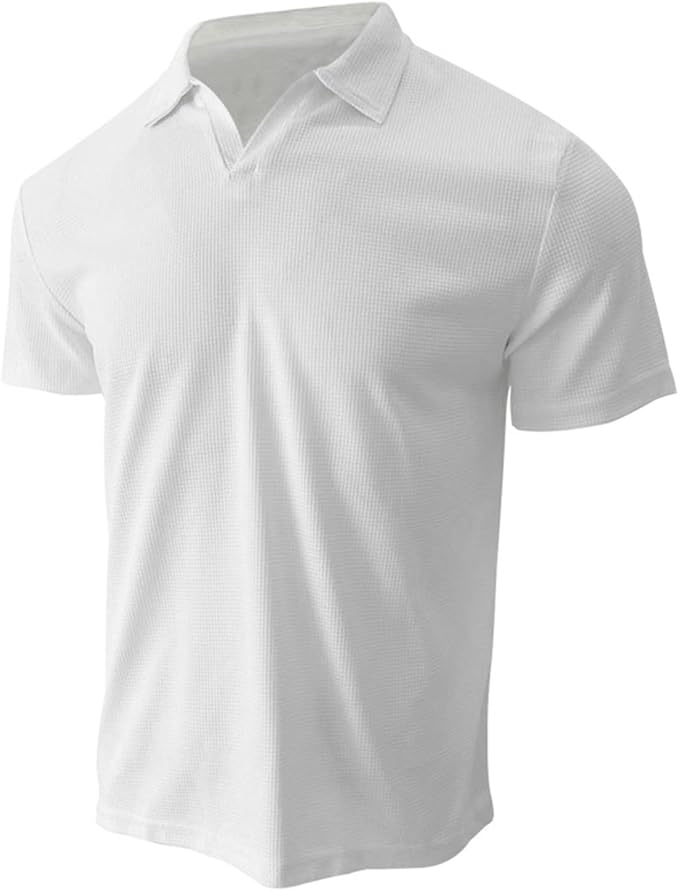 Men's Waffle Knit V-Neck Slim Fit Shirt