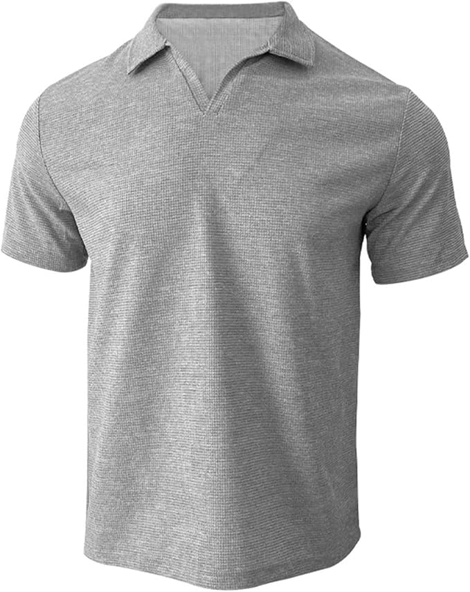 Men's Waffle Knit V-Neck Slim Fit Shirt