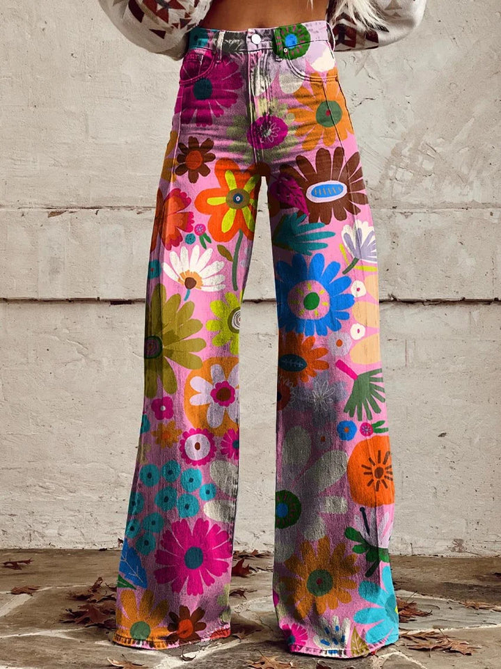 Florence | Vibrant Floral Wide Jeans