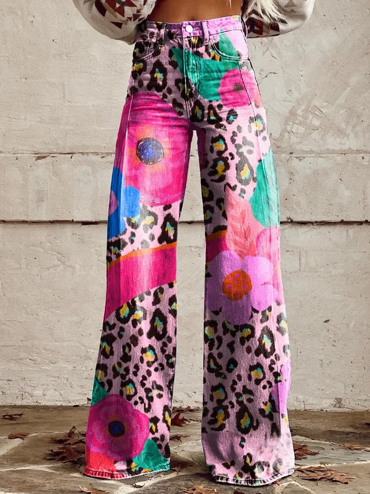 Camillle | Floral Leopard Wide Jeans