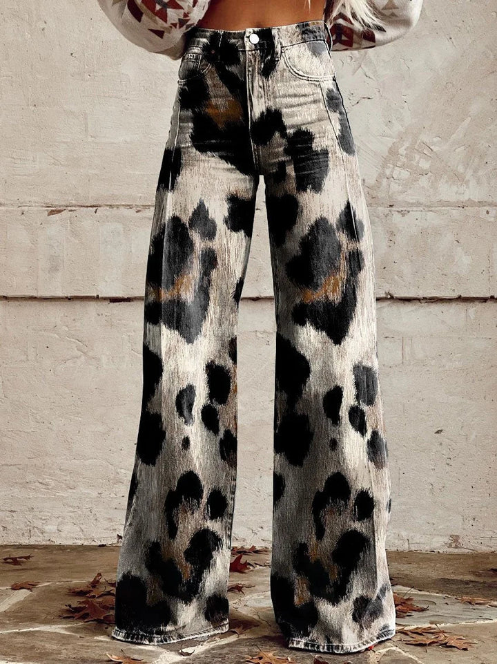 Marina | Chic Animal Print Wide-Leg Jeans