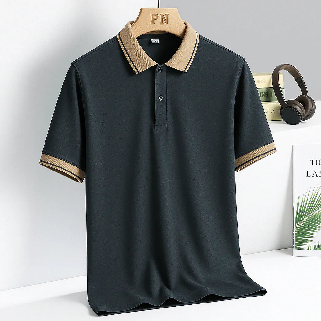 Luxurious polo shirt with gold finish