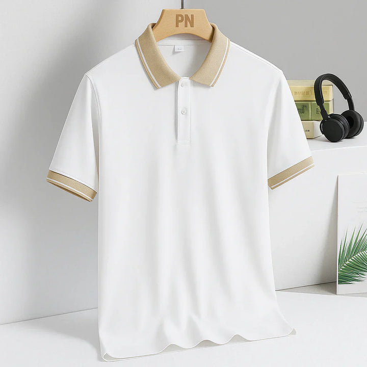 Luxurious polo shirt with gold finish