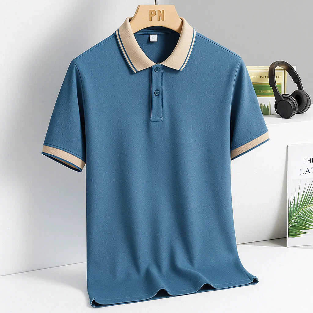 Luxurious polo shirt with gold finish