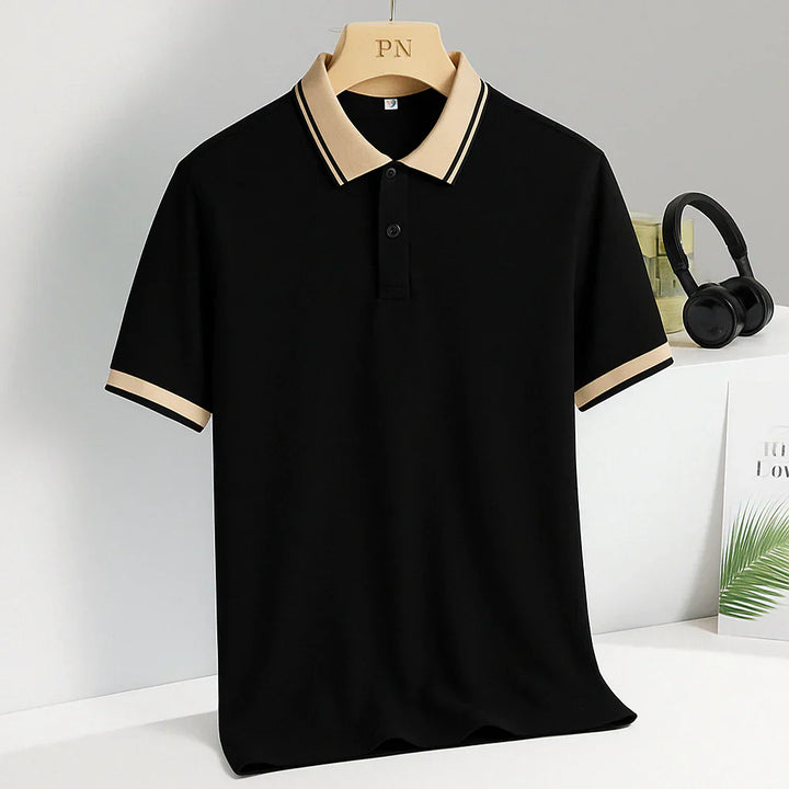 Luxurious polo shirt with gold finish