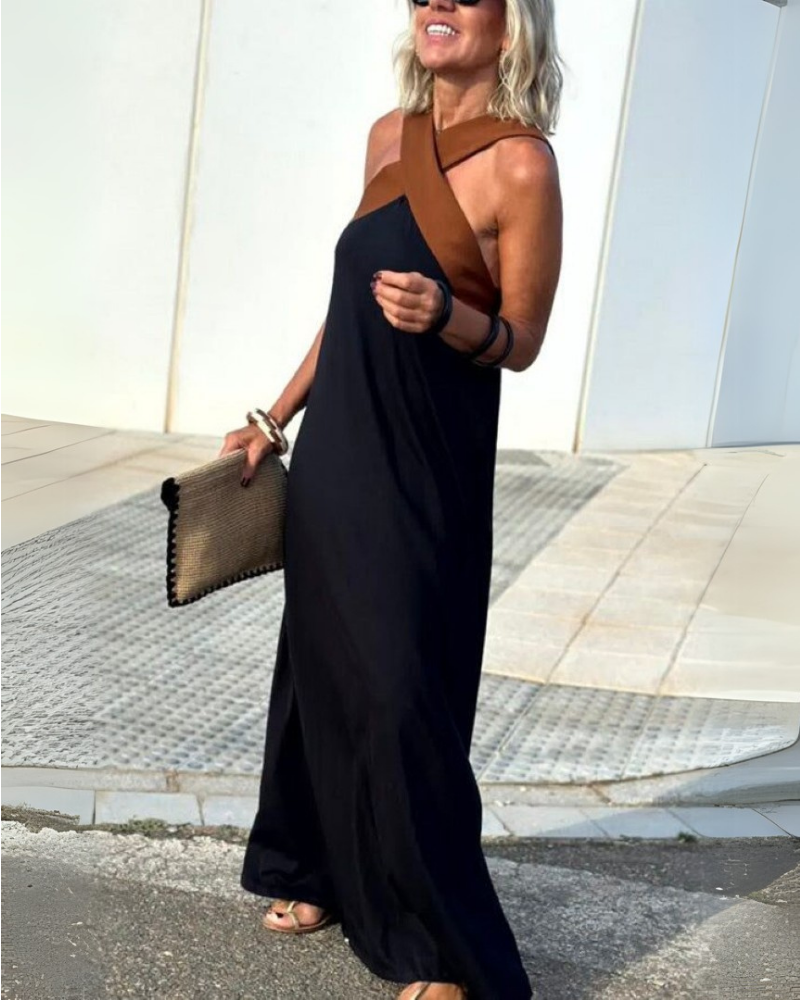 Lottie | Elegant dress with open back and fashionable cross neck