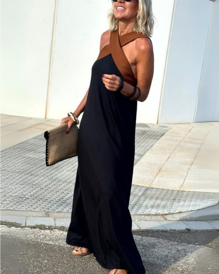 Lottie | Elegant dress with open back and fashionable cross neck