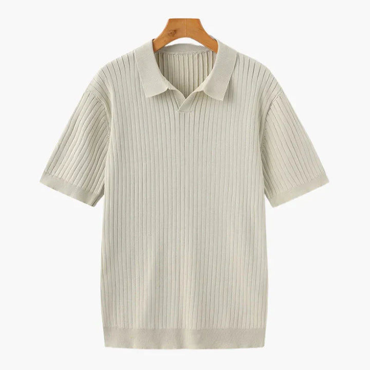 Ribbed Knitted Polo Shirt