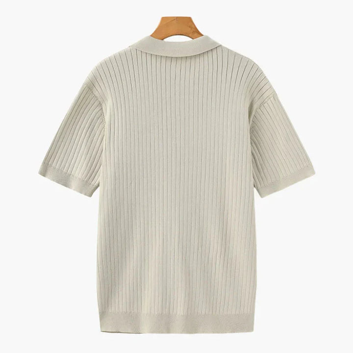 Ribbed Knitted Polo Shirt