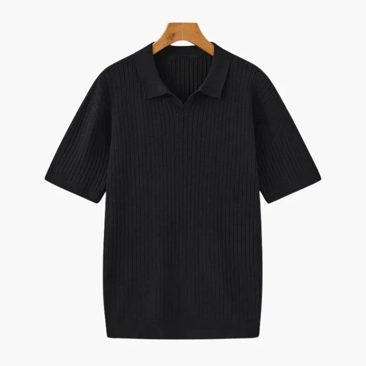 Ribbed Knitted Polo Shirt