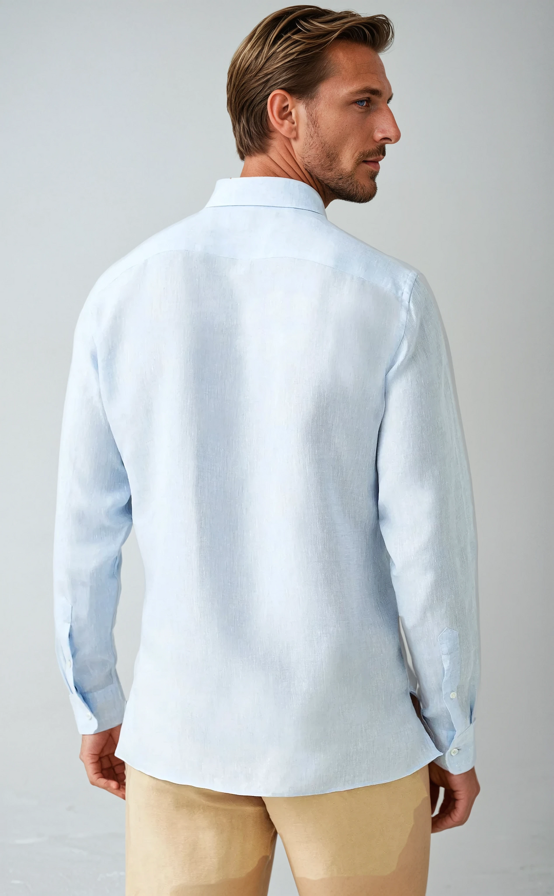 Linen Pop-over Shirt - Light Blue