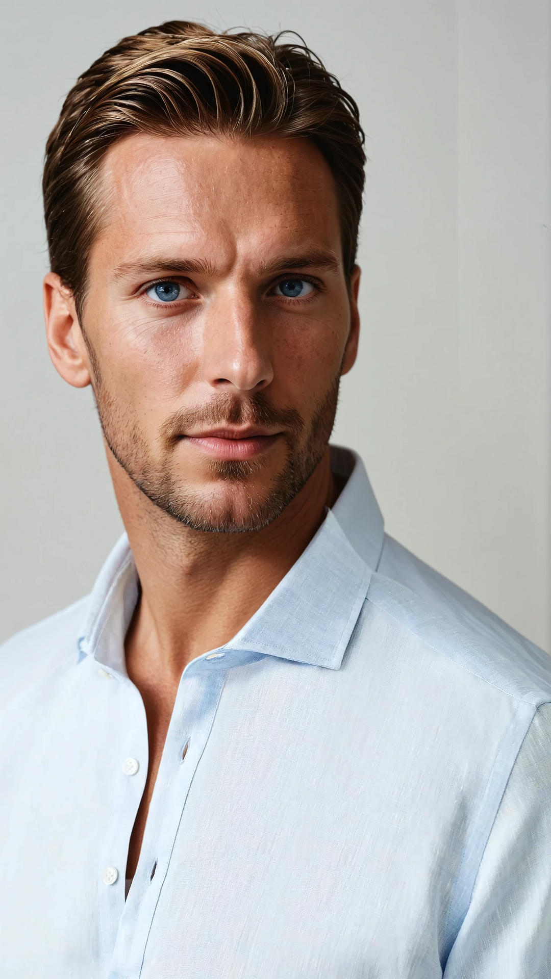 Linen Pop-over Shirt - Light Blue