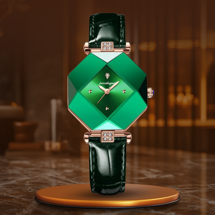 Diamond-accented green quartz watch