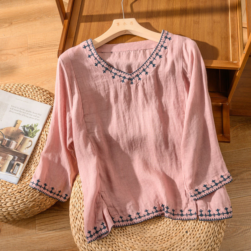 Lora | Embroidered V-Neck Blouse