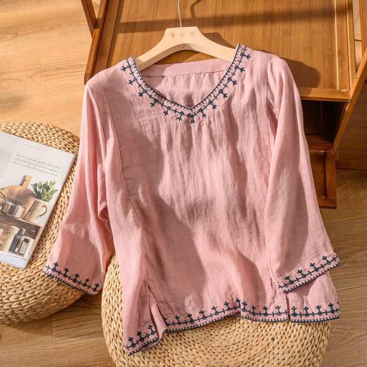 Lora | Embroidered V-Neck Blouse