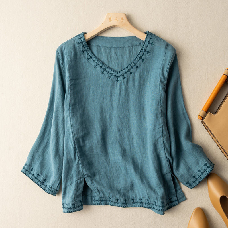 Lora | Embroidered V-Neck Blouse