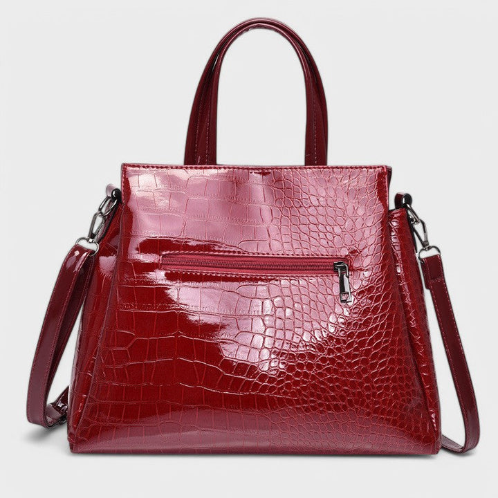 Elegant 3-Piece Black Crocodile Bag Set