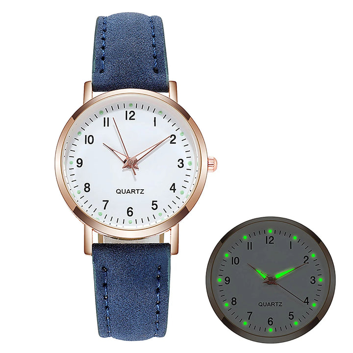 Fashion watch with glow-in-dark dial