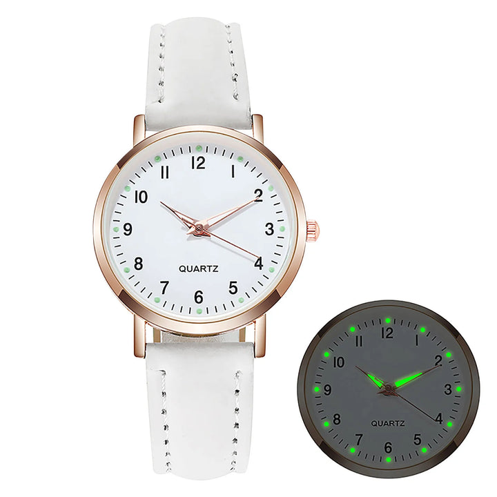 Fashion watch with glow-in-dark dial
