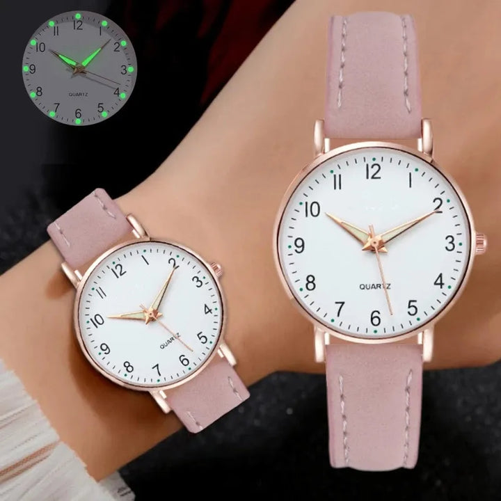 Fashion watch with glow-in-dark dial