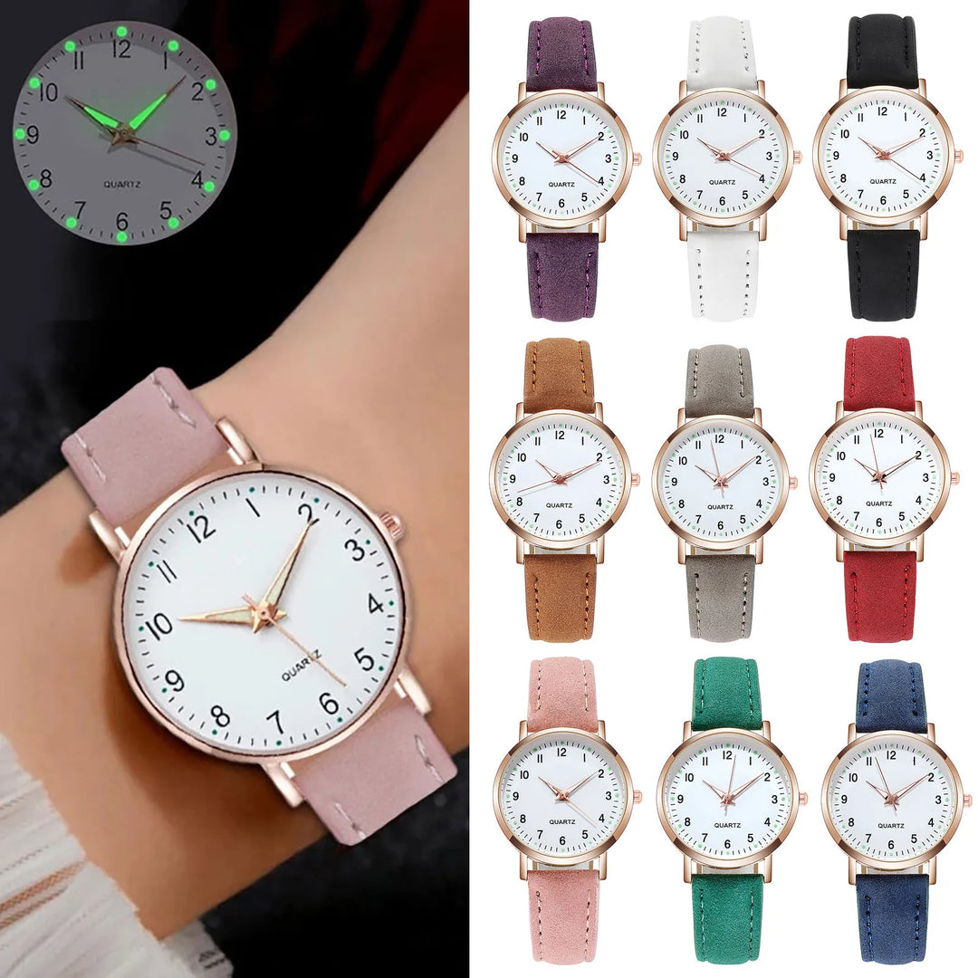Fashion watch with glow-in-dark dial