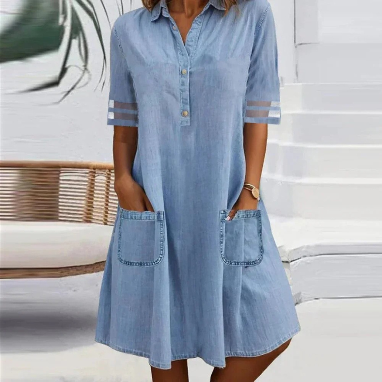 Chelsea | Denim Mini Dress with Side Pockets