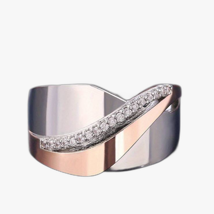 VINTAGE ROSE GOLD & SILVER ZIRCONIA RING