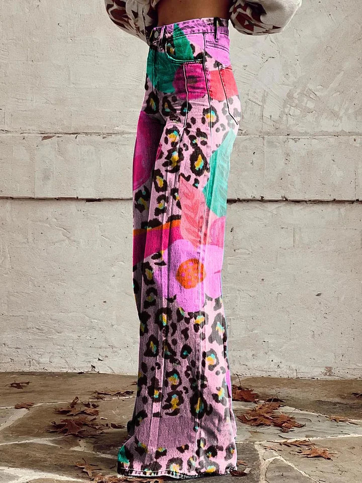 Camillle | Floral Leopard Wide Jeans