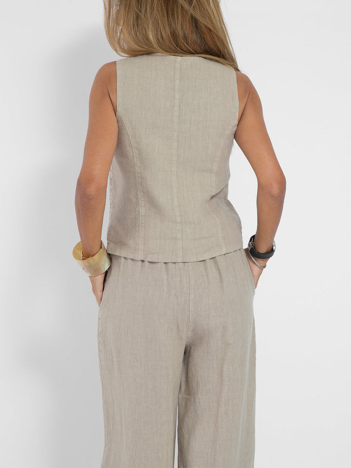 Mai | Buttoned Vest & Wide-Leg Trousers Set