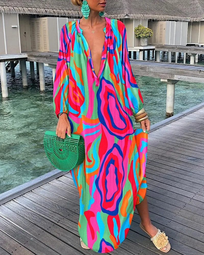 Sara | Bohemian Maxi Dress with Retro Print