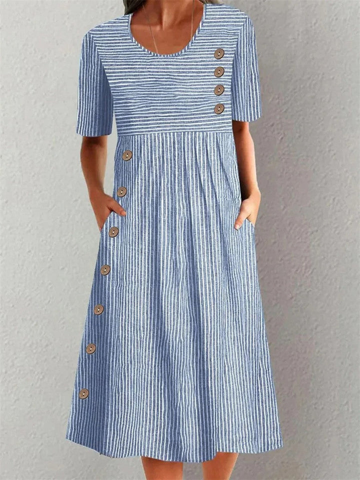Valeria | Striped Cotton Midi Dress