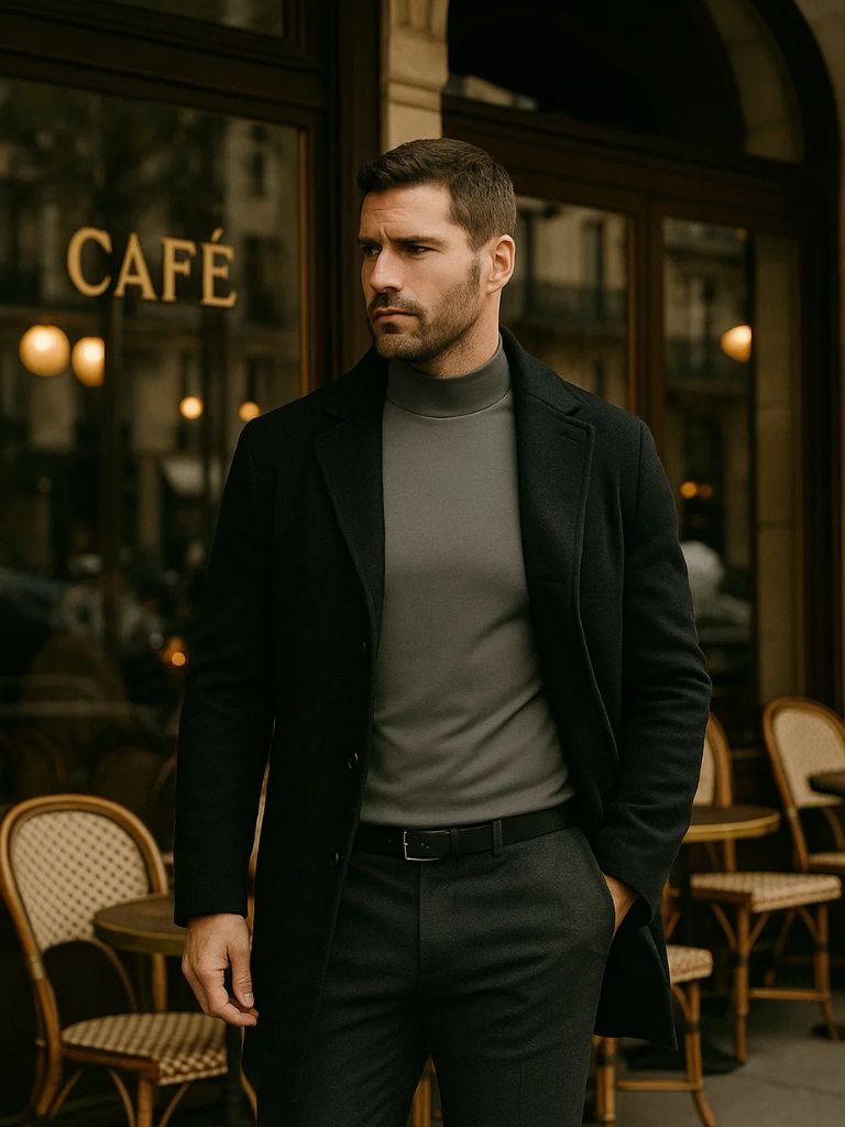 Jake | Solid Casual Turtle Neck T-Shrit