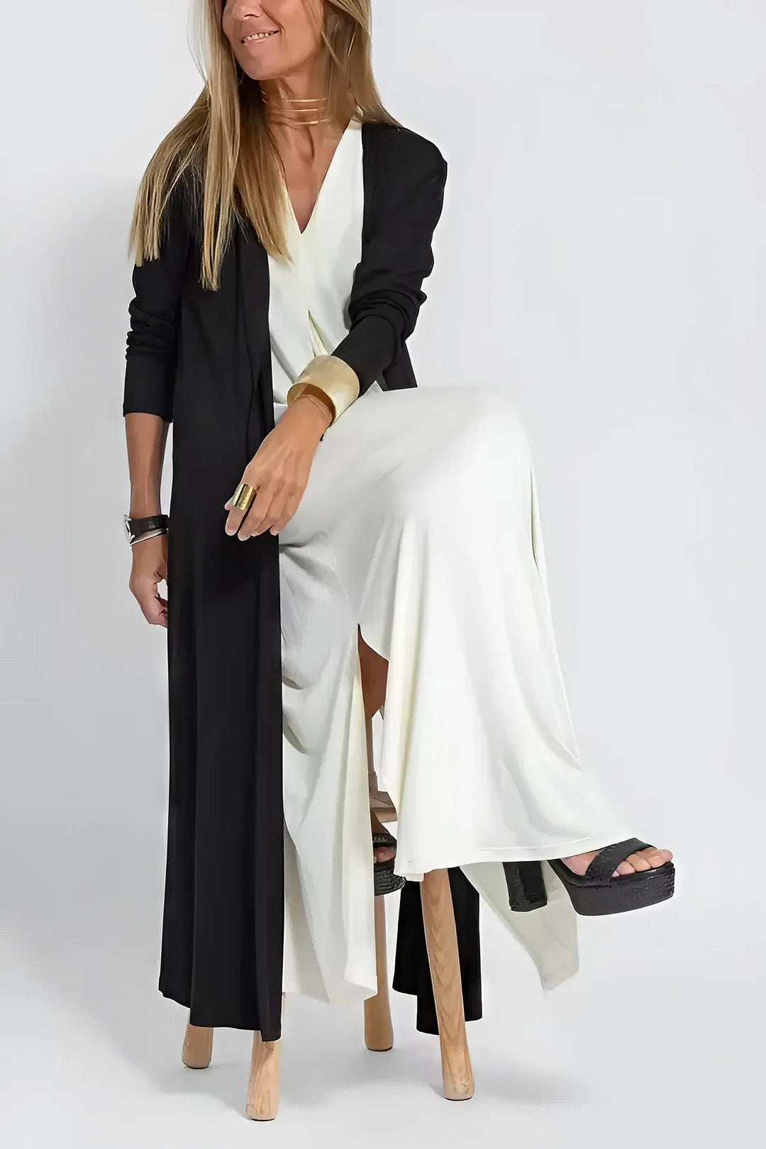 Paula | Elegant long dress with matching cardigan