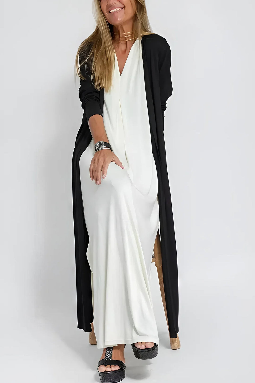 Paula | Elegant long dress with matching cardigan