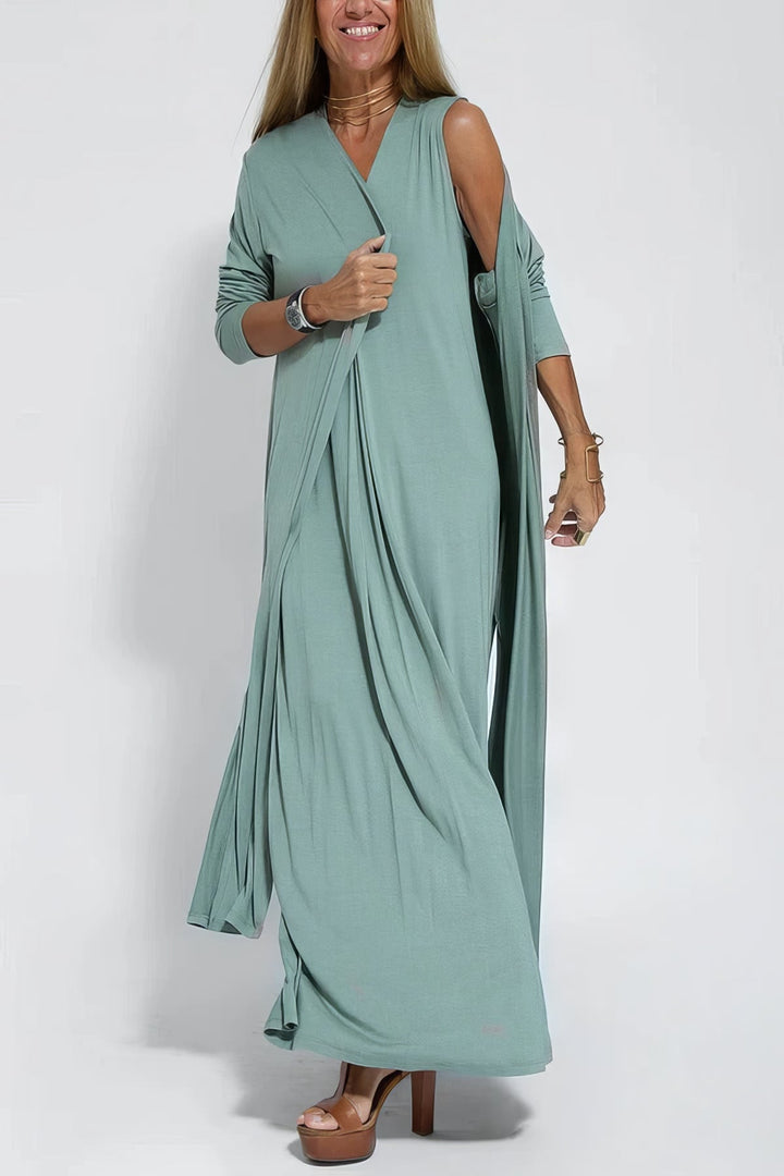 Paula | Elegant long dress with matching cardigan